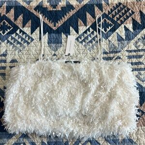 Sunday in Brooklyn White Cami Feathered Tank Top